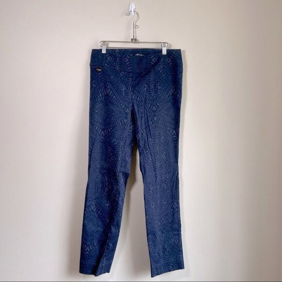 Lisette L Slim Straight High Rise Pants Navy with Pattern Size 12 - Picture 1 of 7